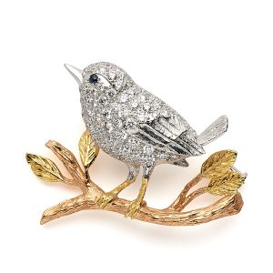 Bird on branch with diamonds