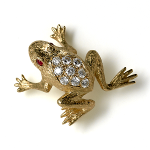 Crawling frog with diamonds