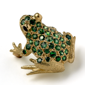 Frog with tsavorite garnets