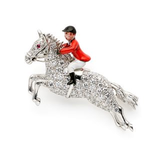 Horsejumper with diamonds and enamel rider