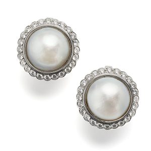 Mabe pearls with diamond cluster