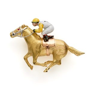 Racehorse with enamel rider