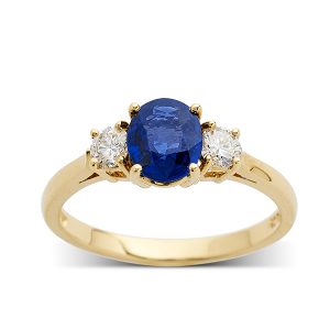 Sapphire and diamond three stone