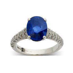 Sapphire with diamond set band