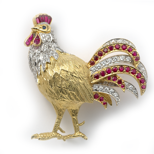 Cockrel with diamonds and rubies