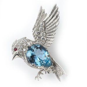 Flying bird with aquamarine
