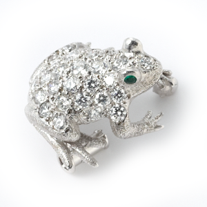 Frog with diamonds and emeralds