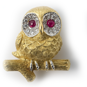 Owl with rubies