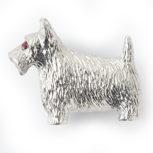 Scottie dog in white gold